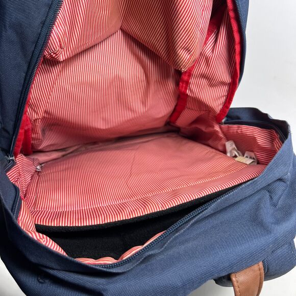 HERSCHEL Backpack Pop Quiz Canvas Leather Trim Waterproof Blue 22L - Picture 16 of 16